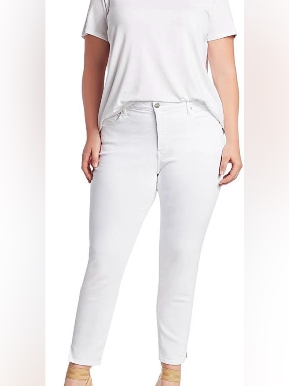 NYDJ AMI Women’s BNWT Skinny Ankle- 2 1/2 SS Slit OPTIC WHITE Size 14